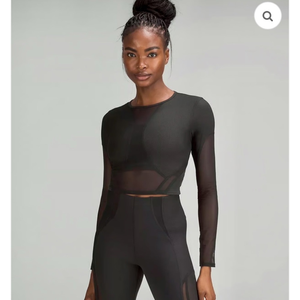 Lululemon mesh panelled black long sleeve top